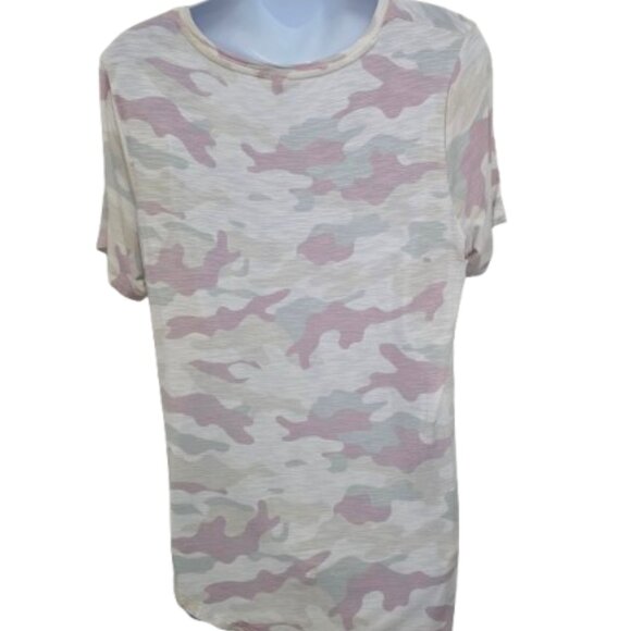 Old Navy Luxe Large Camo V Neck T Shirt Pink White Gray SOFT! - Picture 5 of 12